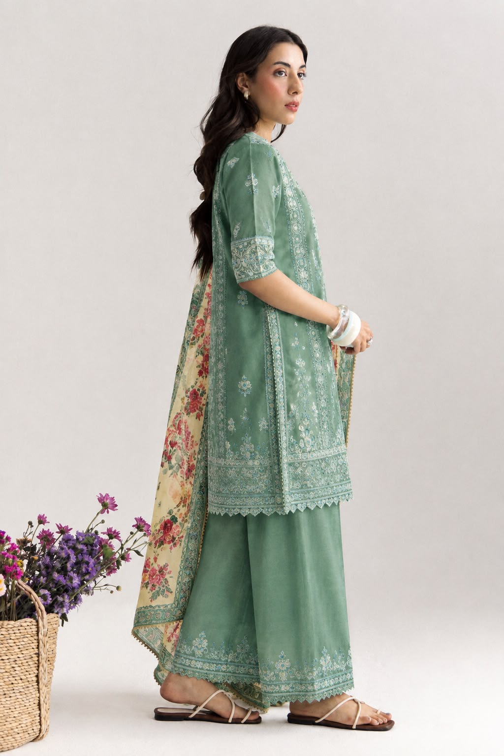 COCO 9061 Premium Dhanak Embroidered 3-Piece Unstitched Winter Suit