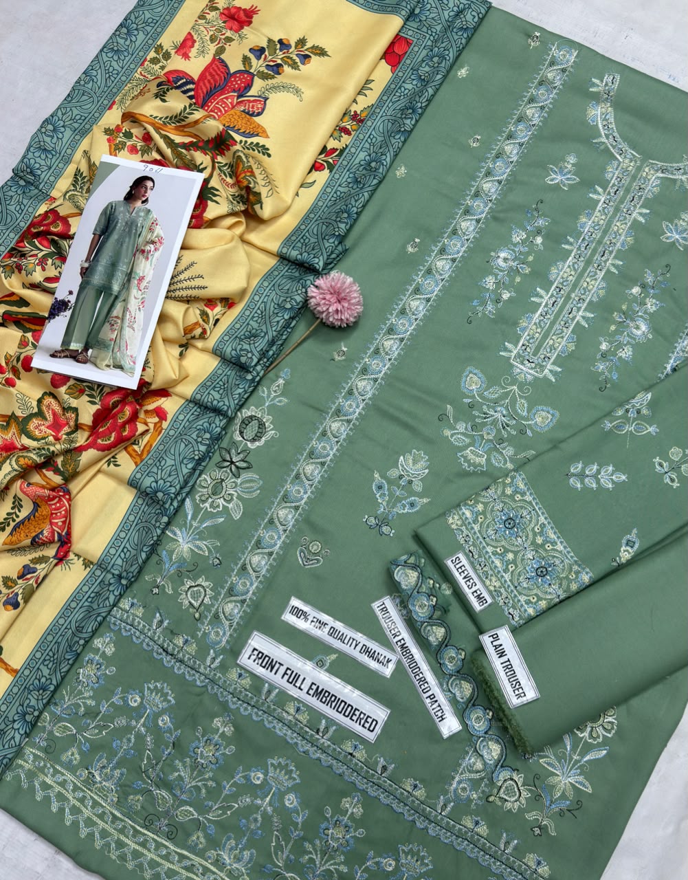 COCO 9061 Premium Dhanak Embroidered 3-Piece Unstitched Winter Suit