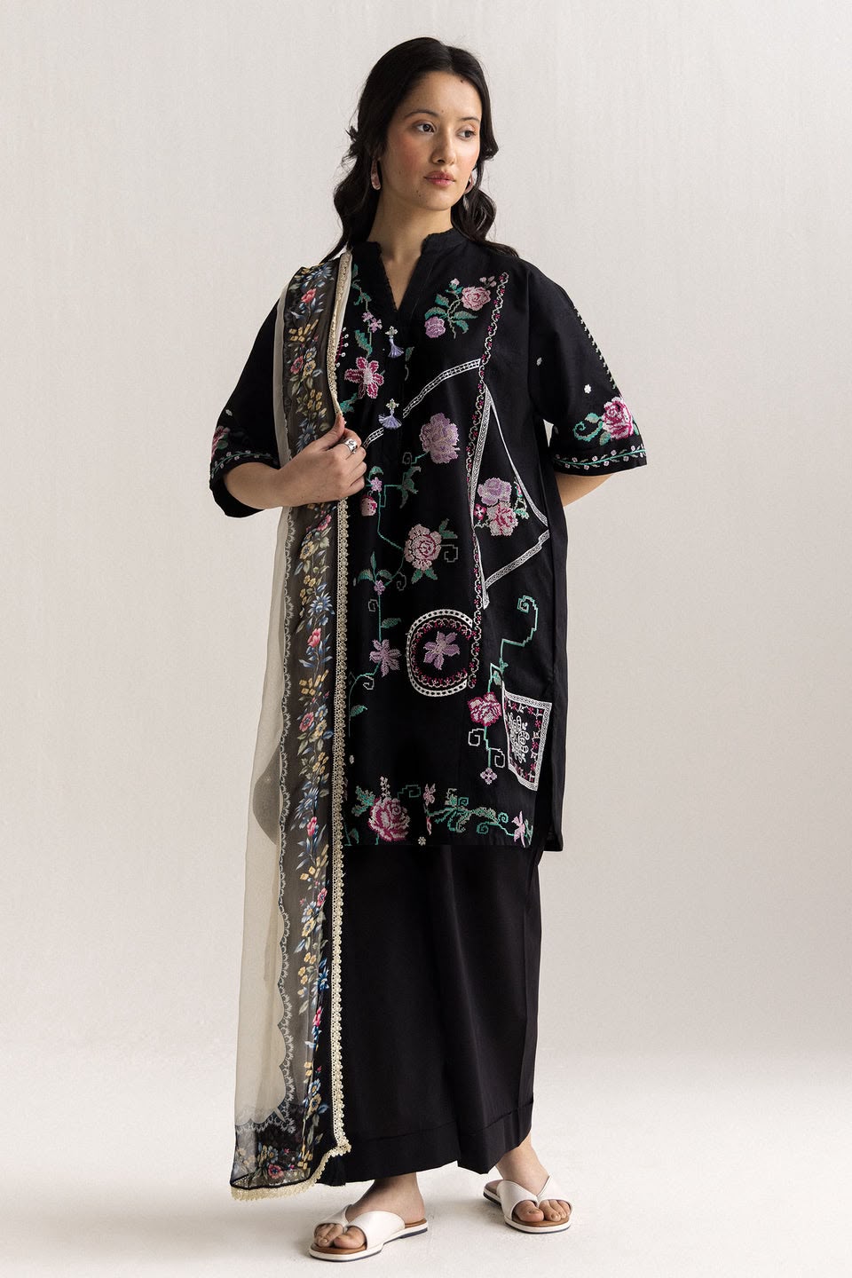 COCO 9065 Premium Dhanak Embroidered 3-Piece| Unstitched Winter Suit