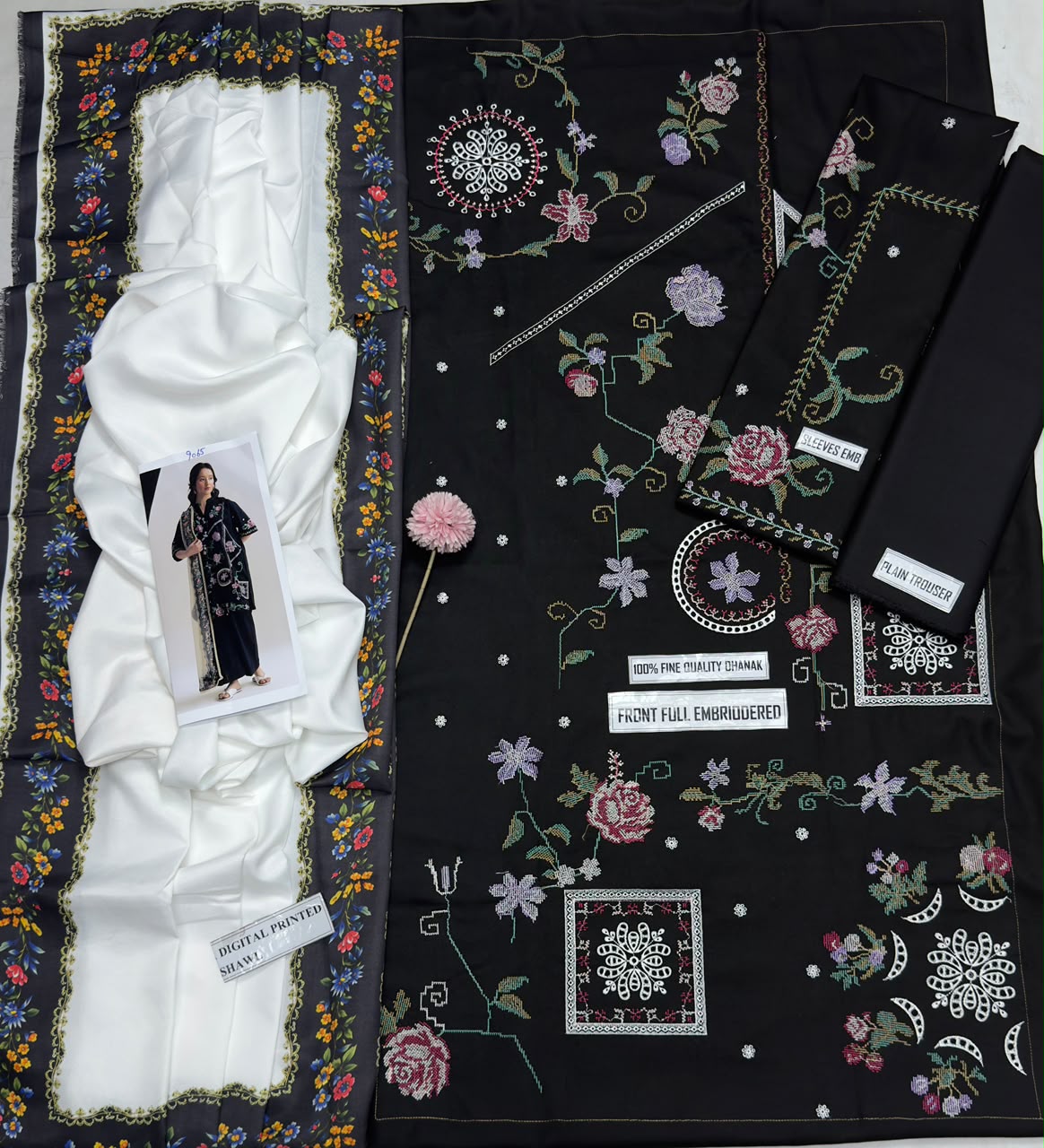 COCO 9065 Premium Dhanak Embroidered 3-Piece| Unstitched Winter Suit