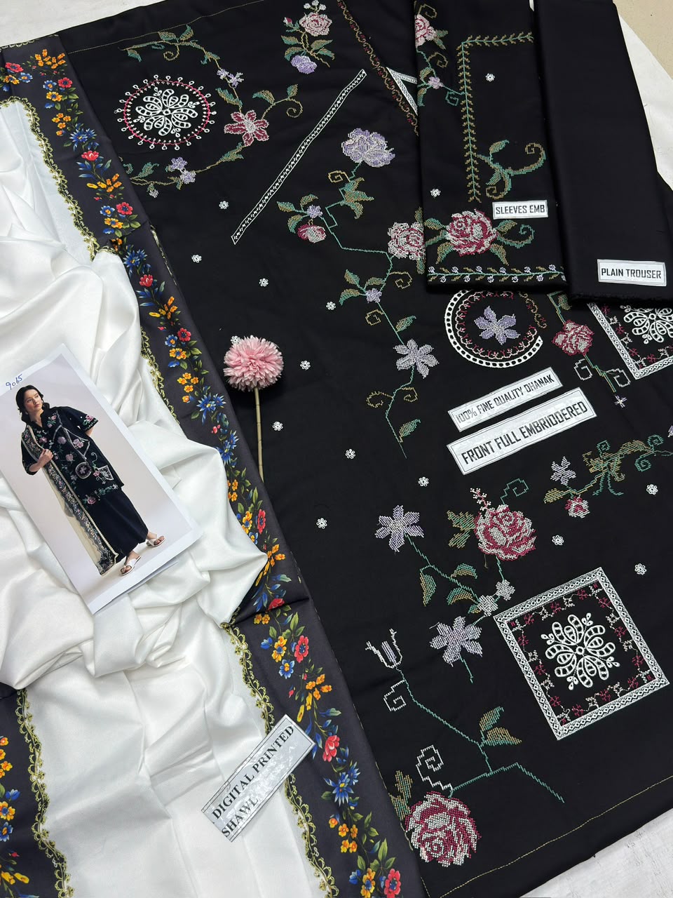 COCO 9065 Premium Dhanak Embroidered 3-Piece| Unstitched Winter Suit