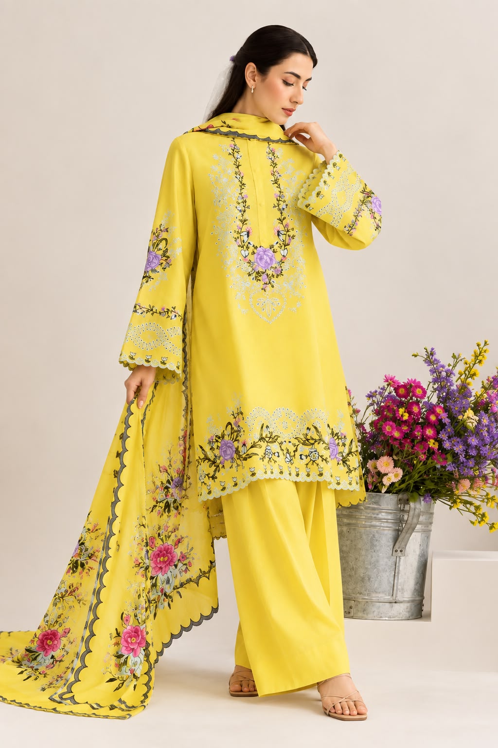 COCO 9048 Premium Dhanak Embroidered 3-Piece Unstitched Winter Collection