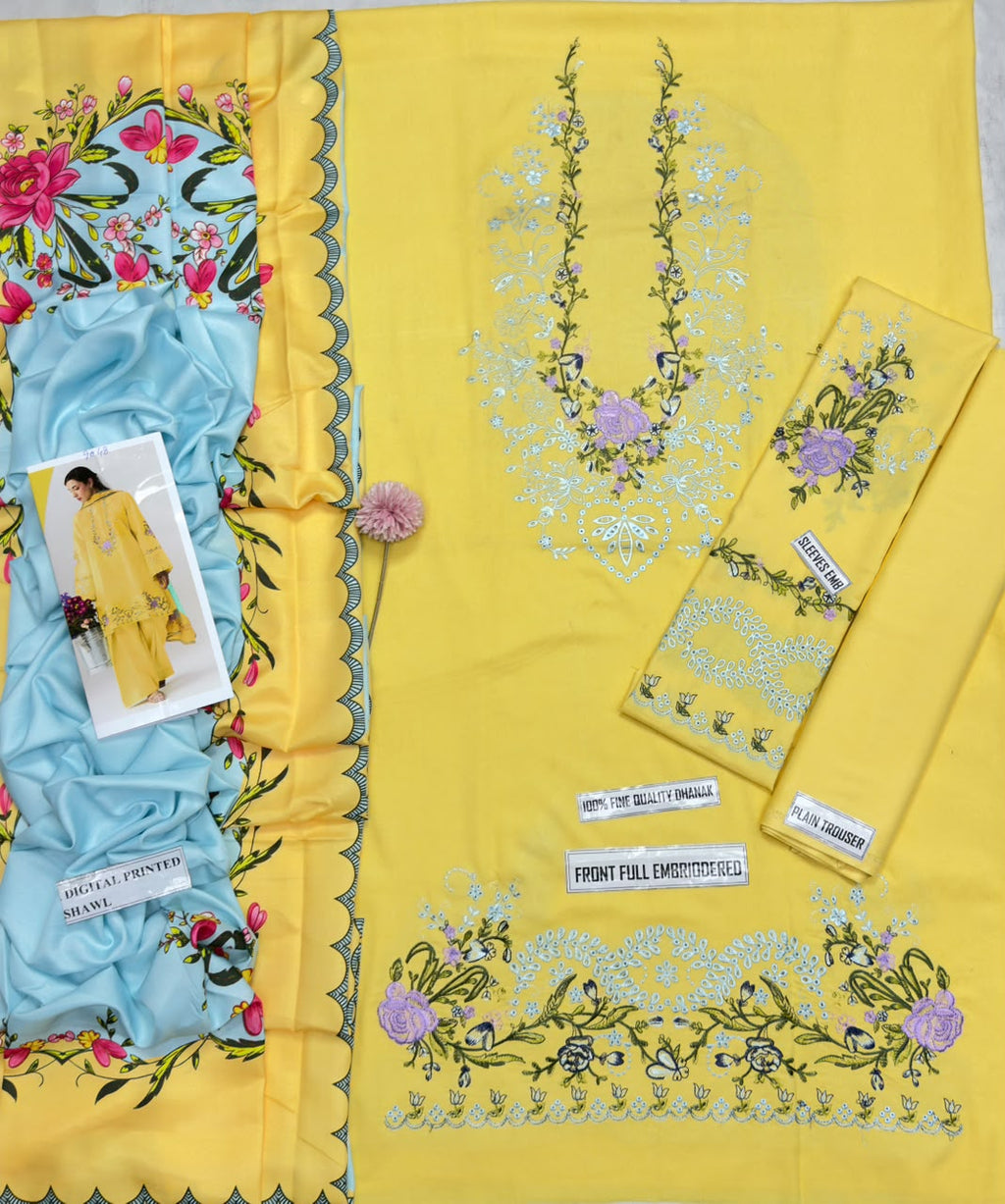 COCO 9048 Premium Dhanak Embroidered 3-Piece Unstitched Winter Collection